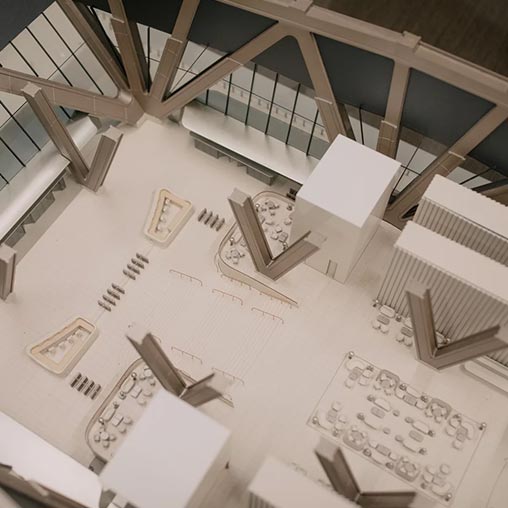 A model of JPMorgan's future offices. Credit José A. Alvarado Jr. for NPR