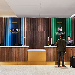 The reception area at voco Holiday Inn Dual Brand with modern design finishes