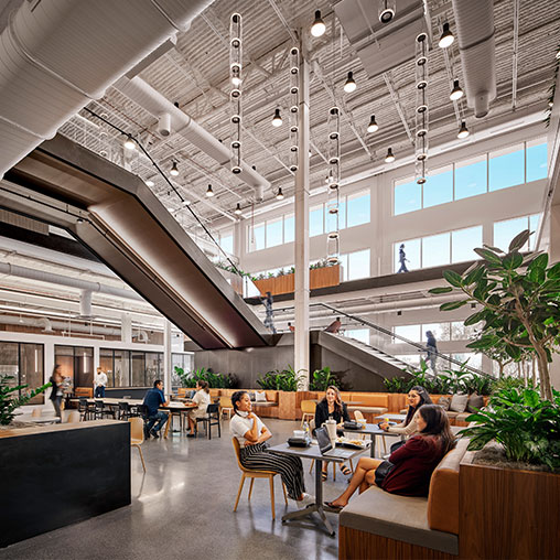 Employees socializing in Insight Headquarters cafe