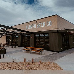 Denver Beer Company Lowry taproom building exterior. Credit: Mile High CRE