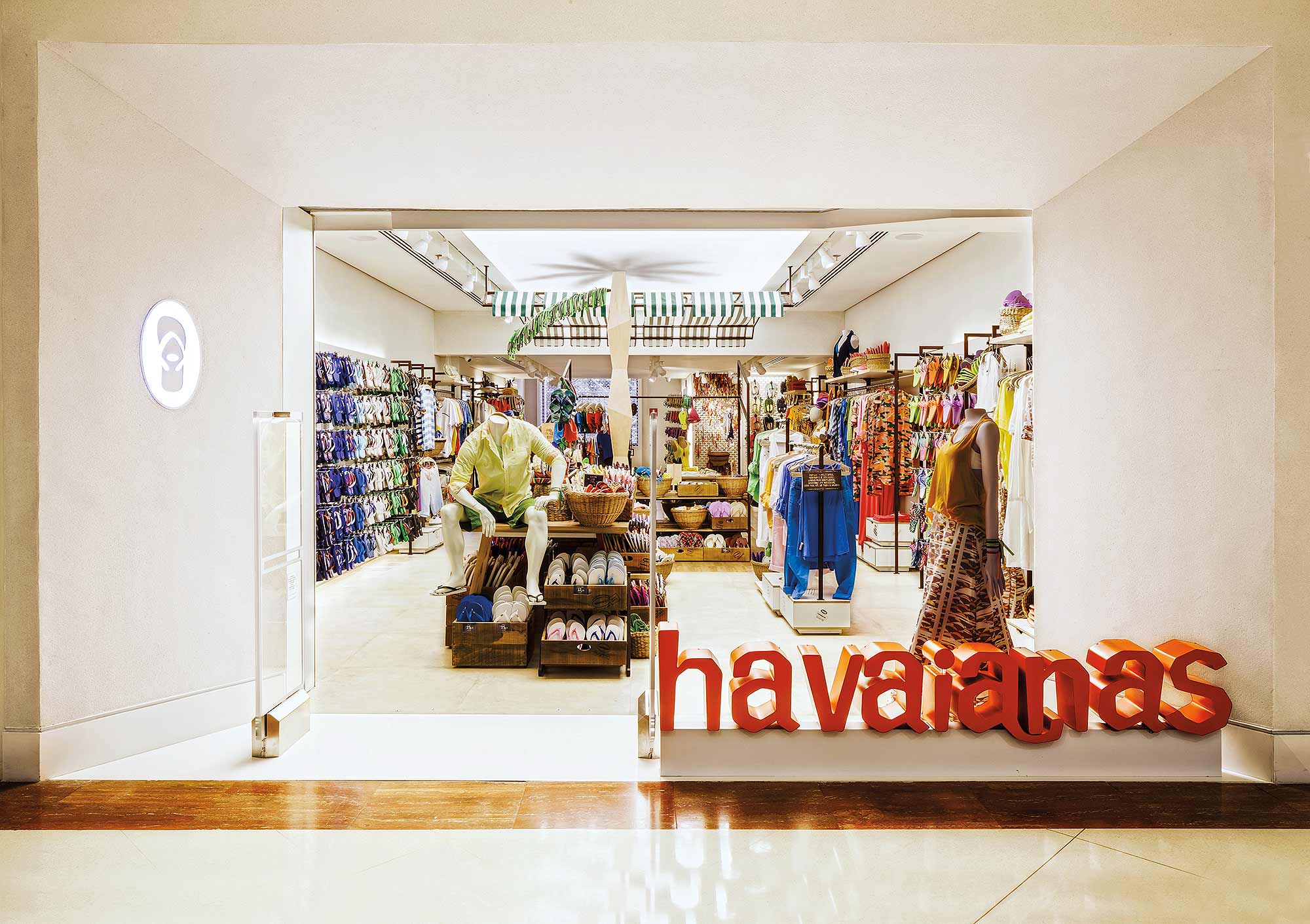 A store with a large display of clothing.