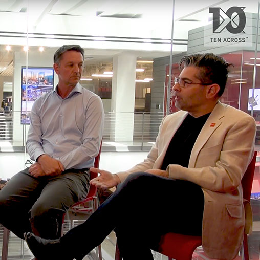 Gensler leaders Dylan Jones and Anthony Browers being interviewed in the LA office