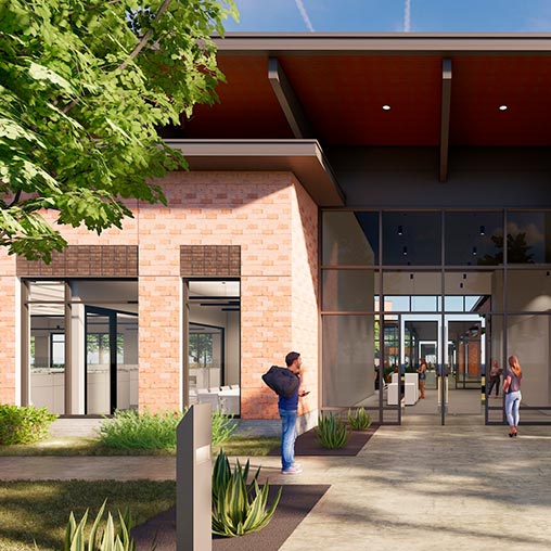The HAY Center building entrance rendering