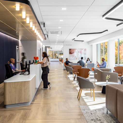 A reception area for an outpatient care facility at Summit Health.