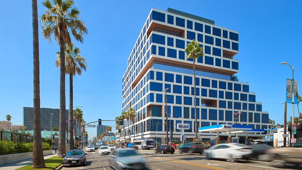 A large building with many windows.