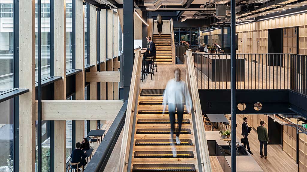 Interior stair at Gensler's London office.