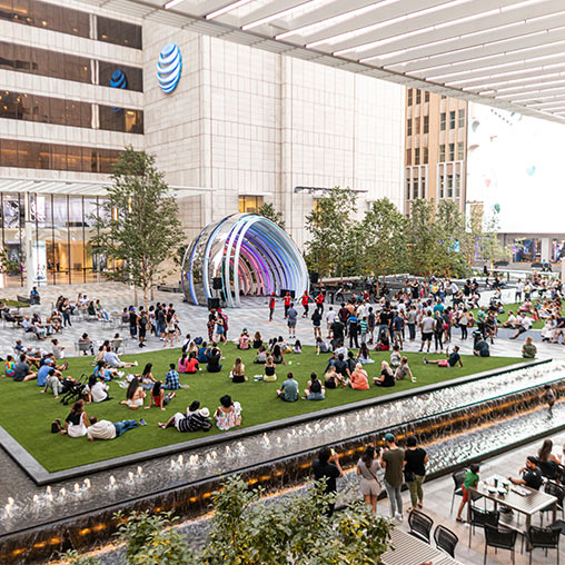 People gathered at AT&T Discovery District