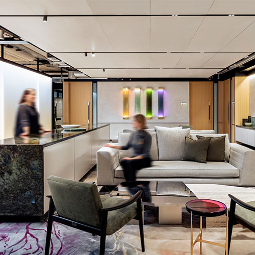 Financial services firm London headquarters lounge