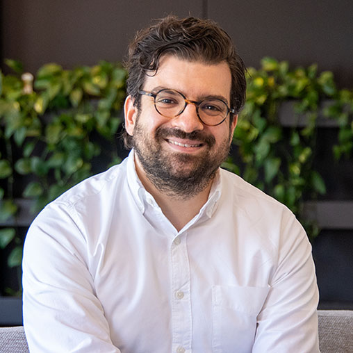 A man wearing glasses.