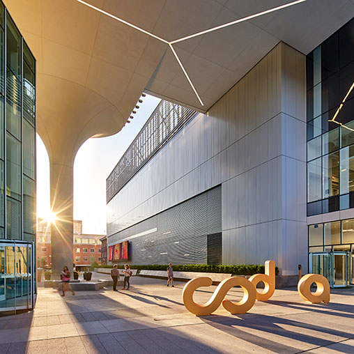 A building with glass walls.