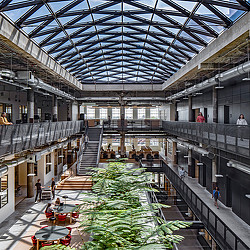 Inside the arcade skylight at the book depository in detroit