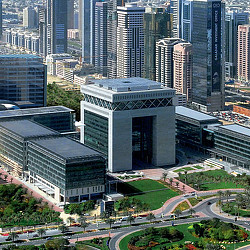 The Gate Building in Dubai aerial view