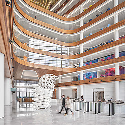 Capital One McLean Block A lobby with white sculpture