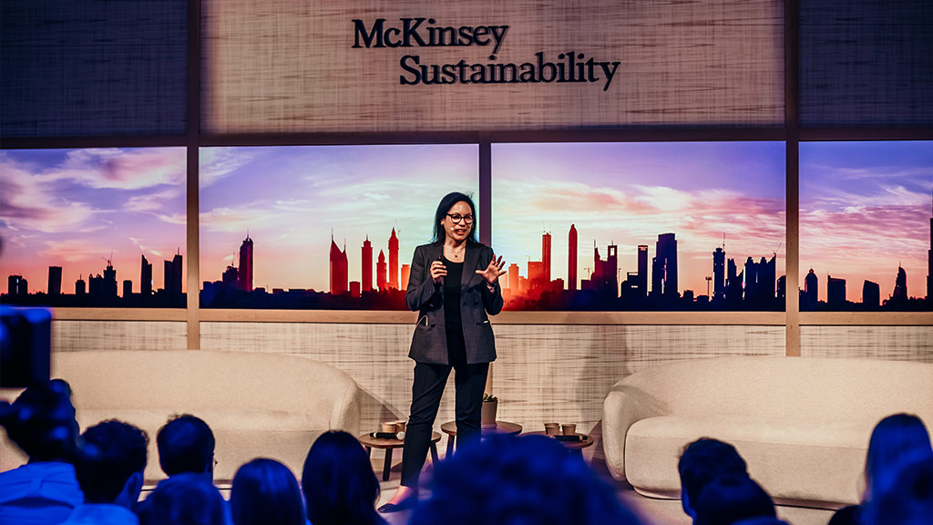 Day 3: Gensler Global co-Chair Diane Hoskins speaking at McKinsey Sustainability event