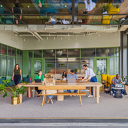 Google at St. John's Terminal indoor outdoor workspace