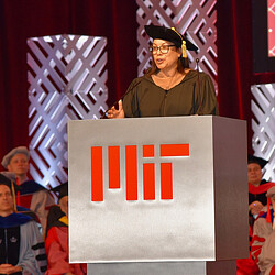Gensler Global Co-Chair Diane Hoskins giving MIT School of Architecture and Planning 2024 commencement speech