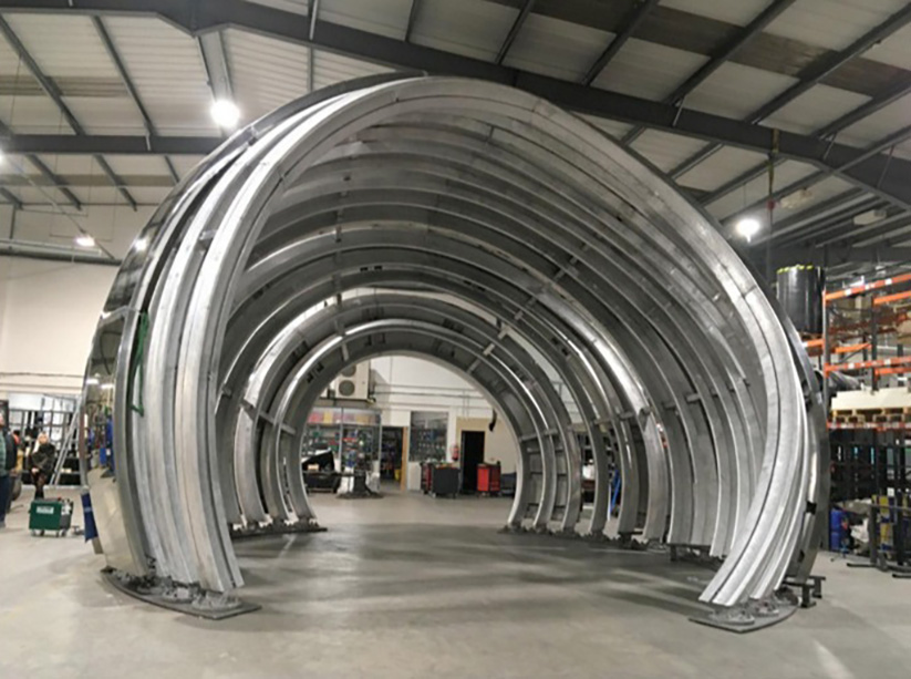 A large metal tunnel.