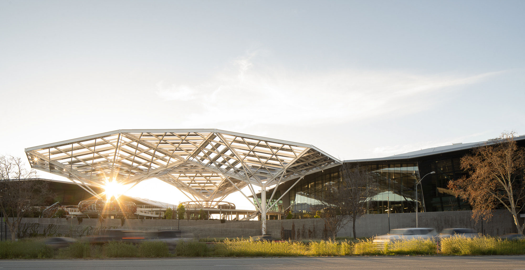 A building with a glass roof.