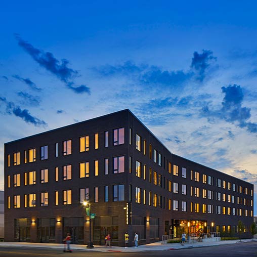 A building with many windows.