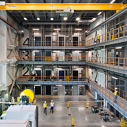 A high angle view of a factory.