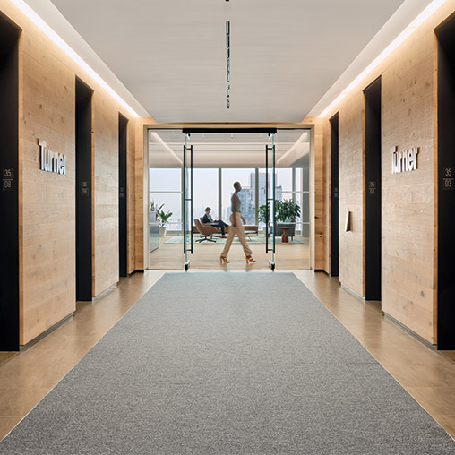 Turner Construction headquarters elevator bank
