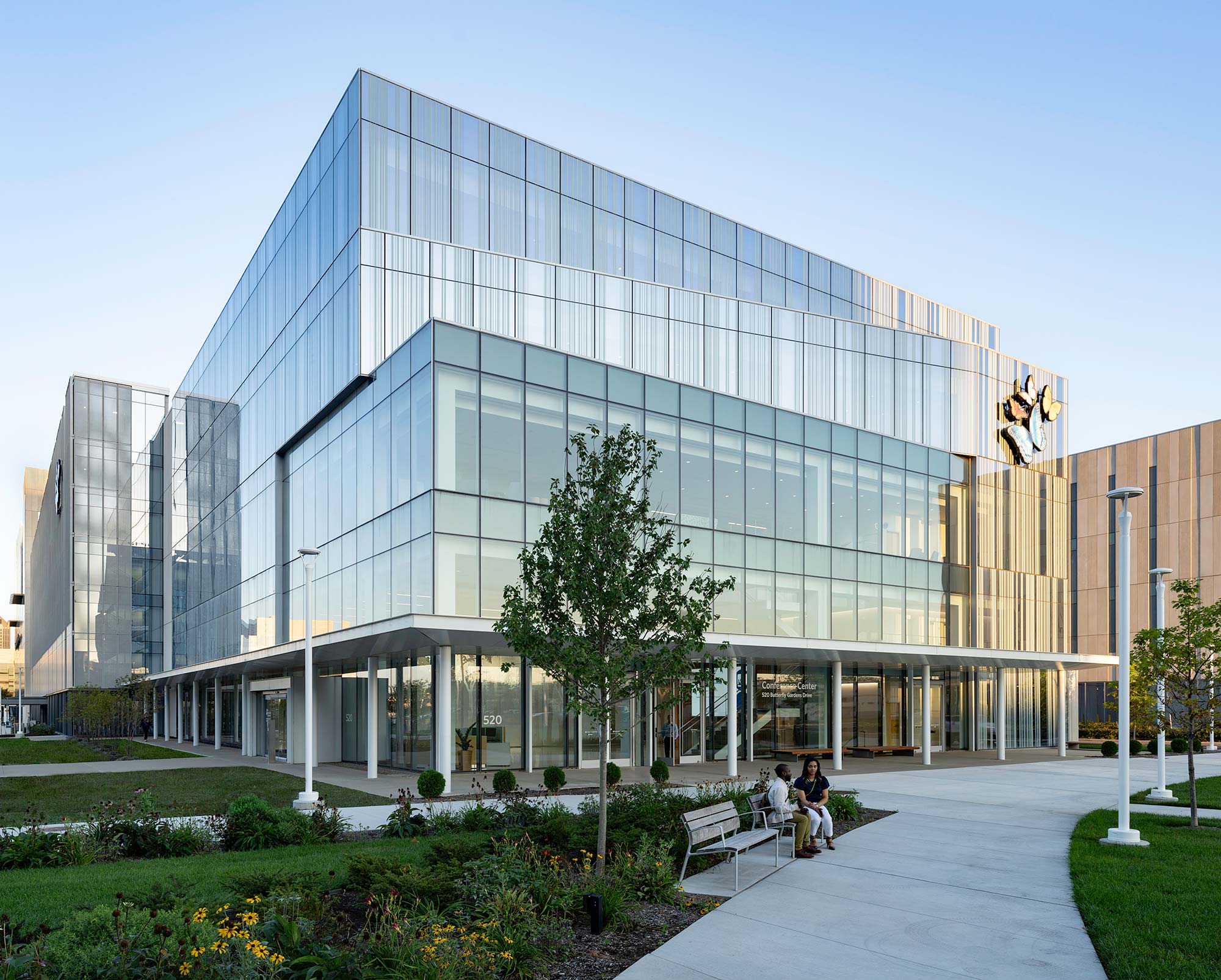 A building with glass walls.