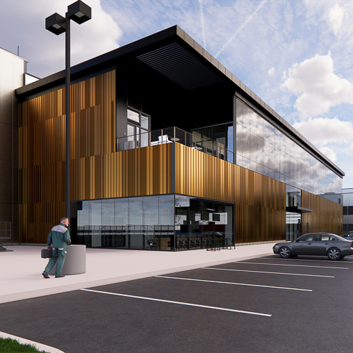 Microsoft data center exterior rendering