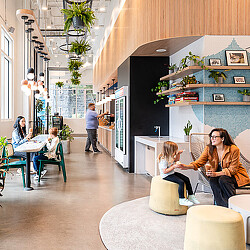 Cosmic Bliss ice cream shop interior with plants