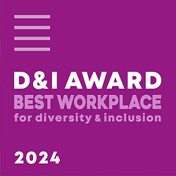 D&I Award Best Workplace for diversity & inclusion 2024 text on purple background