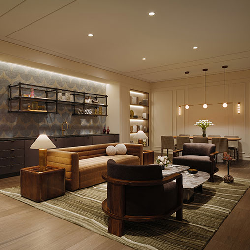 Pearl House social lounge. Image courtesy of Williams New York.