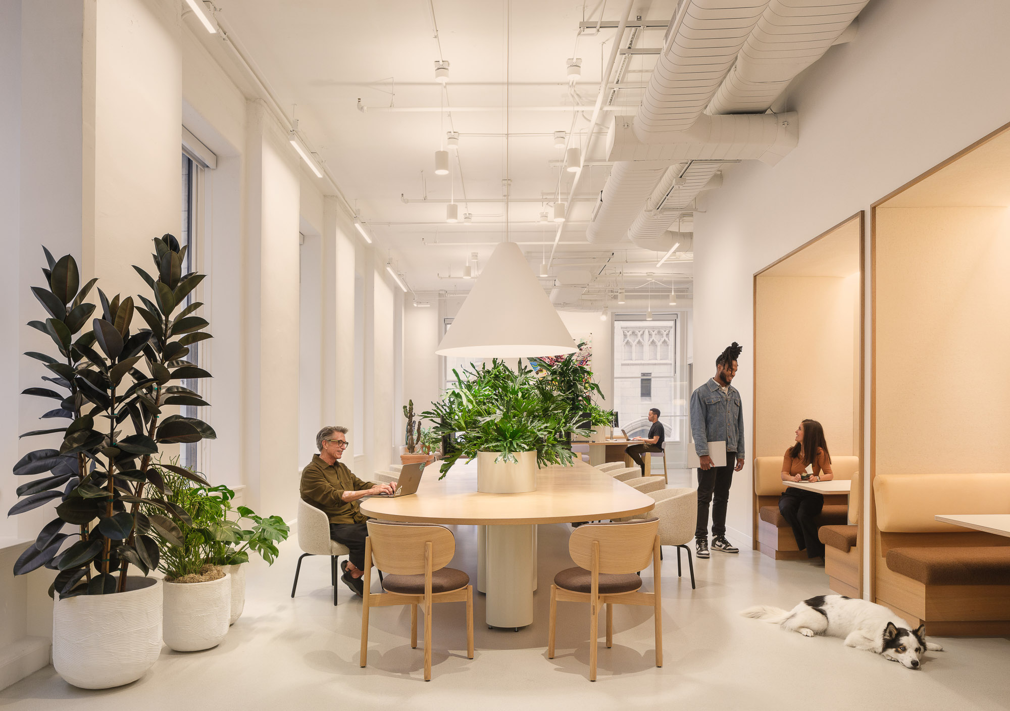 A group of people in a room.