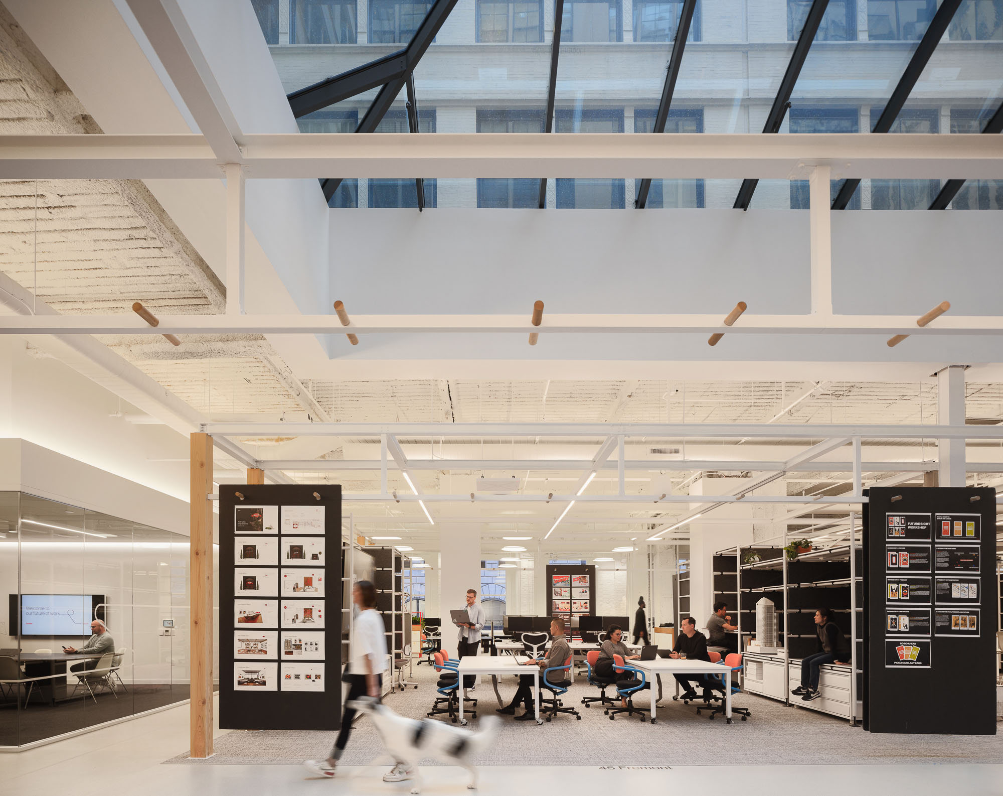 A group of people in an office.