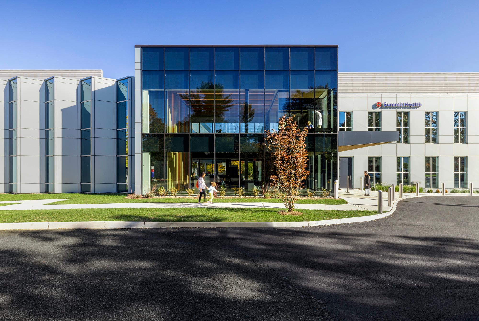 A building with glass windows.