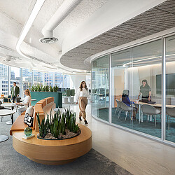 Workplace with work stations and meeting rooms