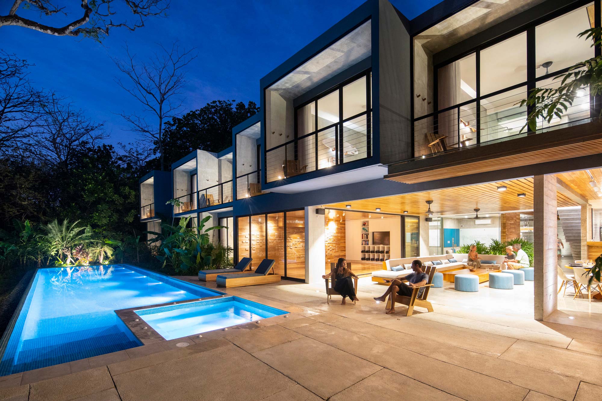 A house with a pool.