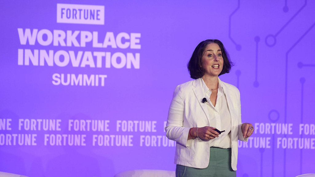Gensler Co-CEO Elizabeth Brink speaking on stage at Fortune Workplace Innovation Summit 2025