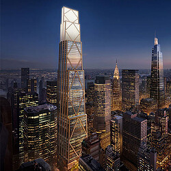 JPMorgan Chase 270 Park Avenue headquarters aerial rendering at night