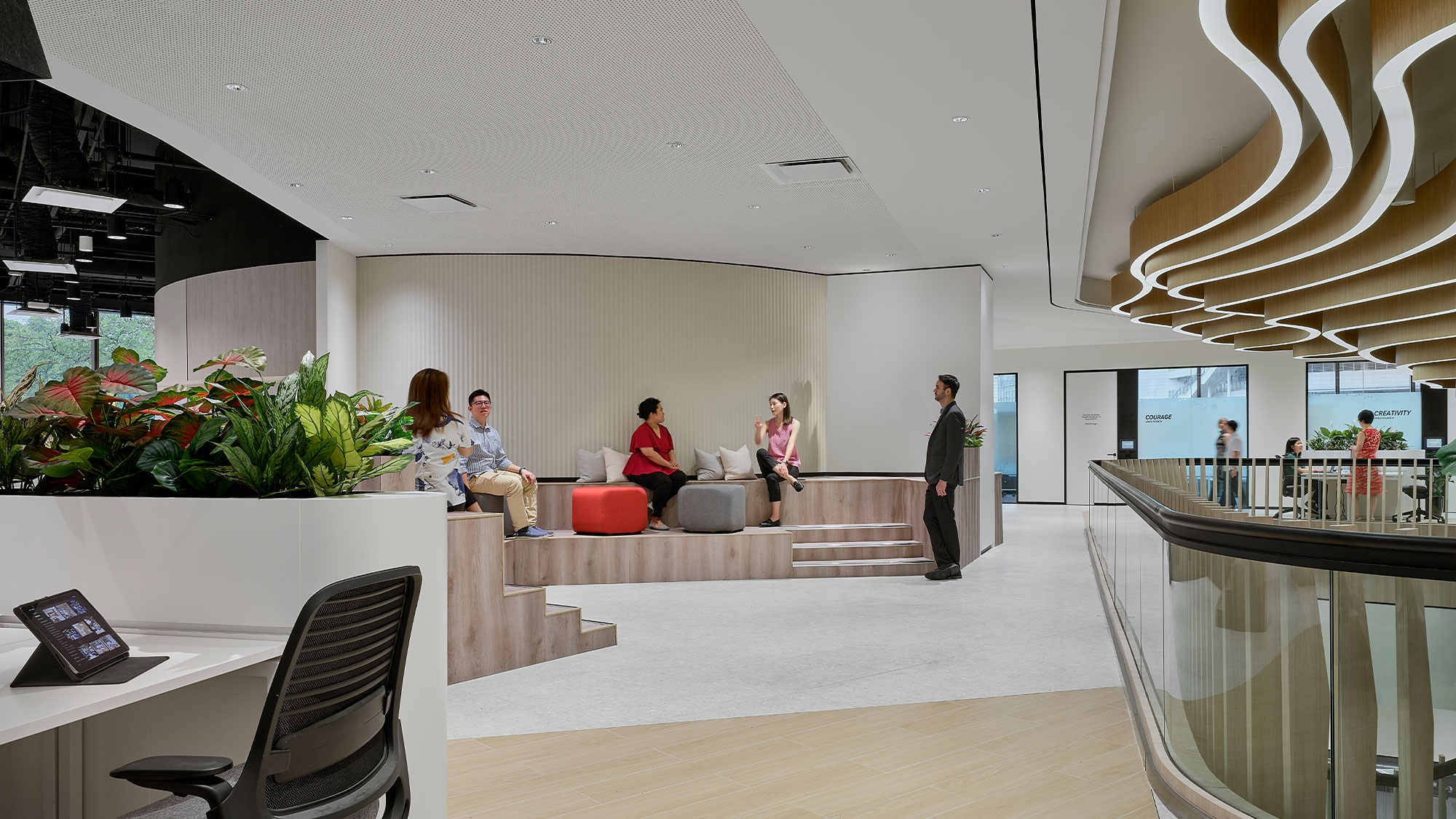 A group of people in a room.