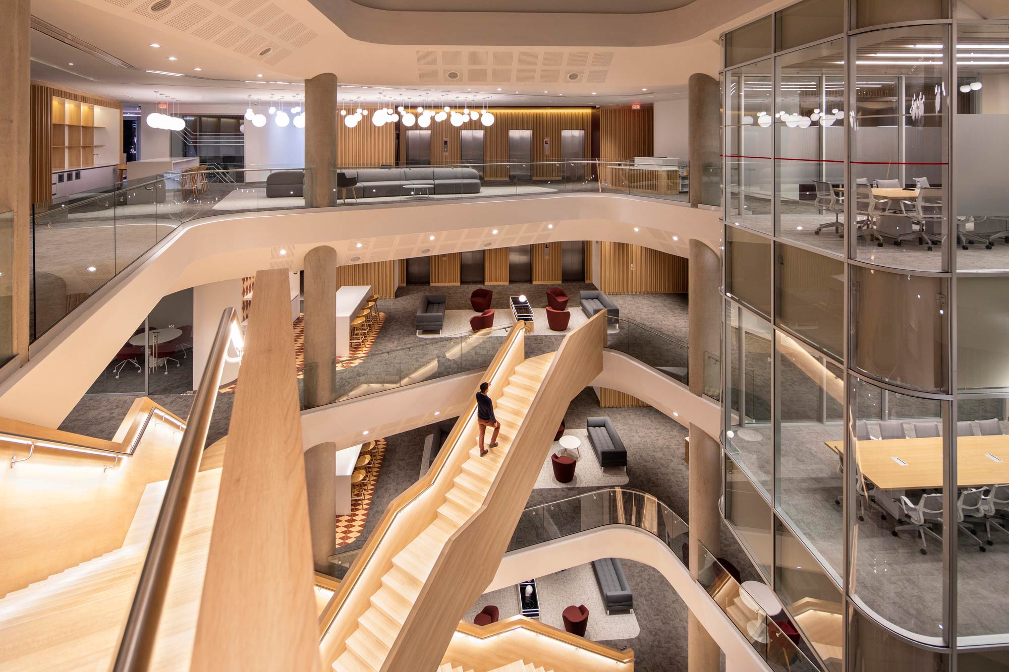 A high angle view of a building.