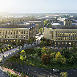 Wellcome Genome Campus aerial rendering
