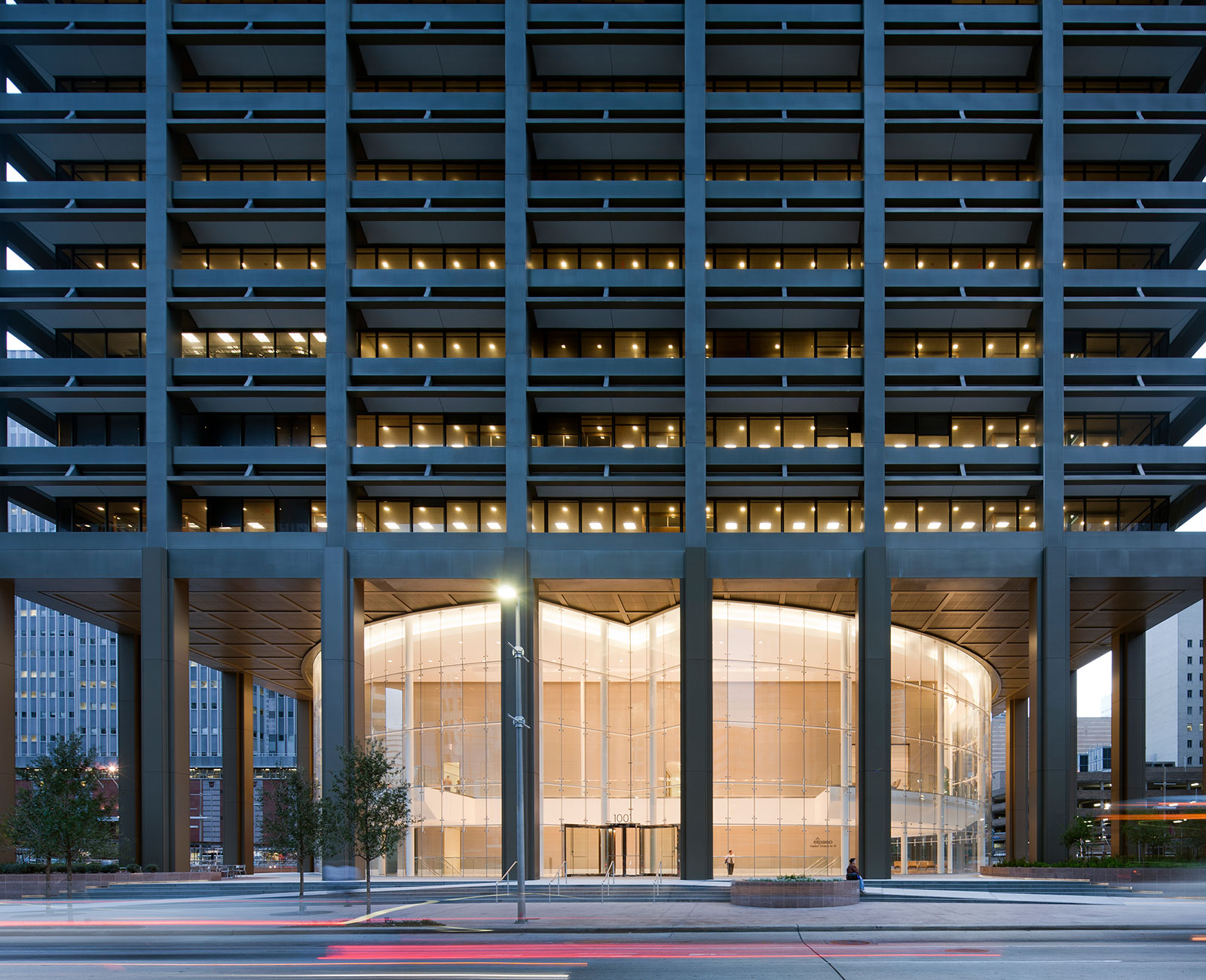 A building with many windows.