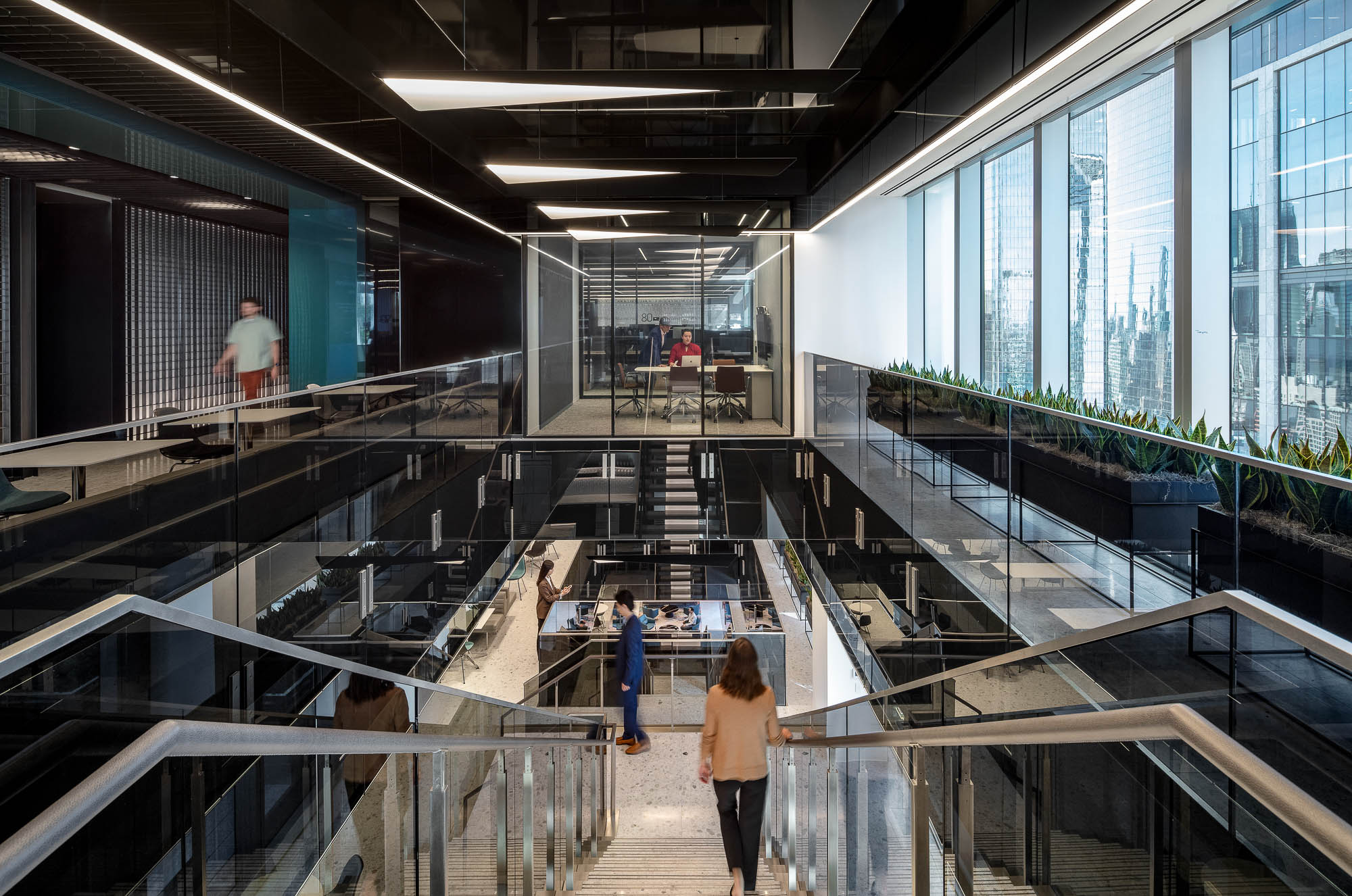 AllianceBernstein at Hudson Yards office staircase from above