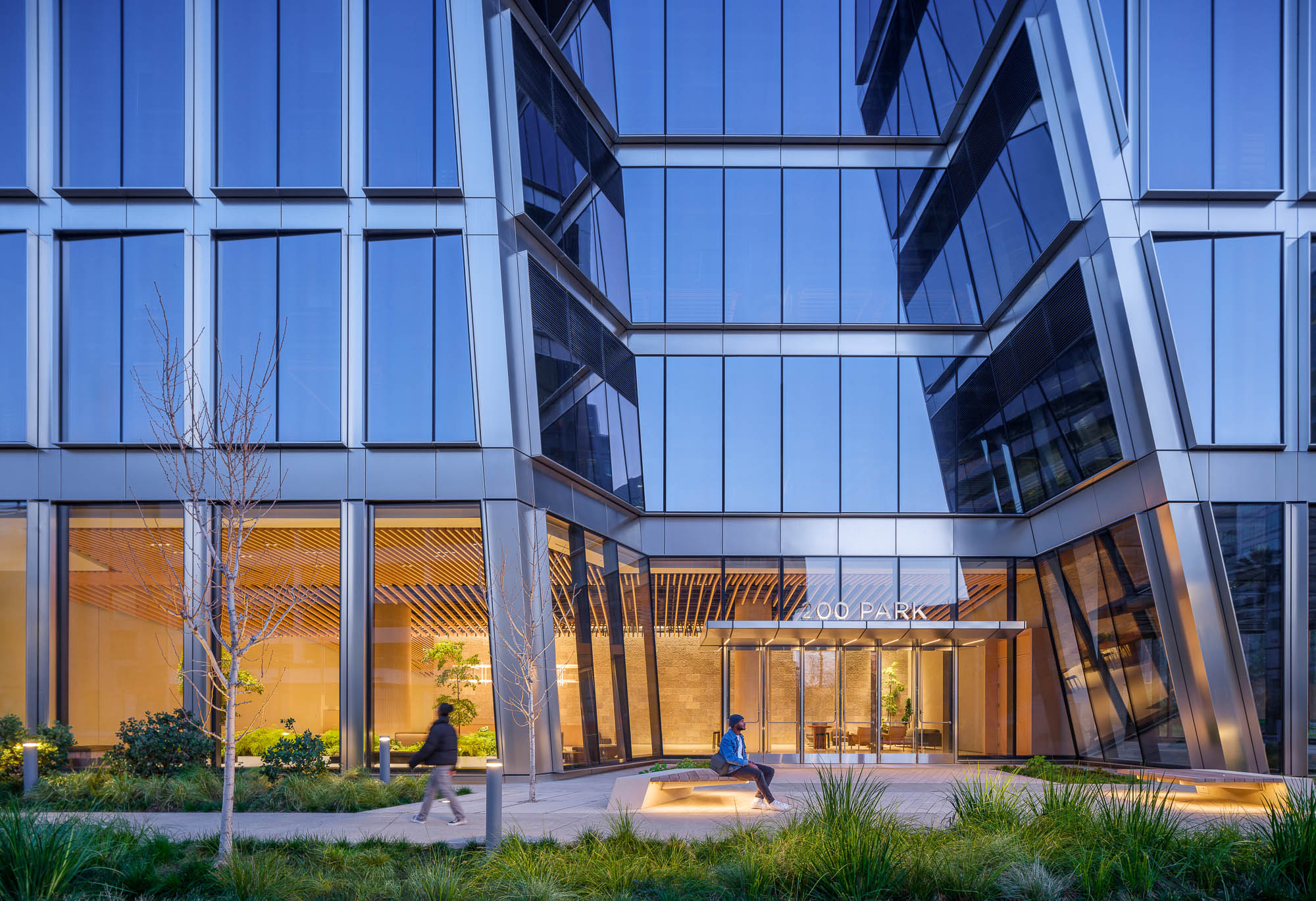 A building with glass windows.