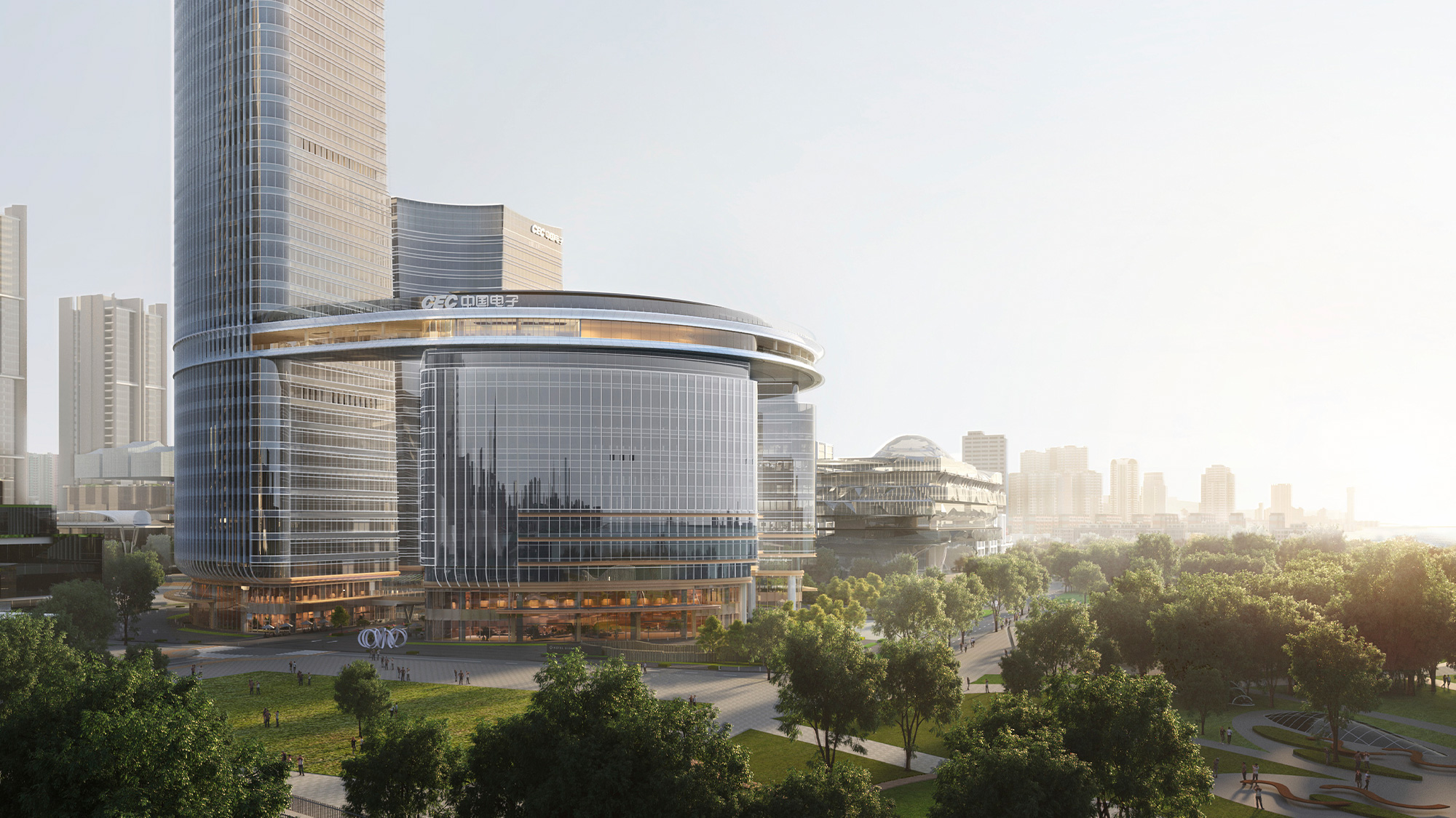 Exterior of CEC Vanke Shenzhen Bay Headquarters, Shenzhen, China